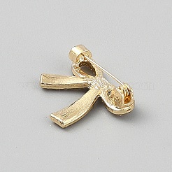 Broches de aleación con rhinestone y forma de lazo para mochilas y ropa.&nbsp;JEWB-WH0045-14B-G