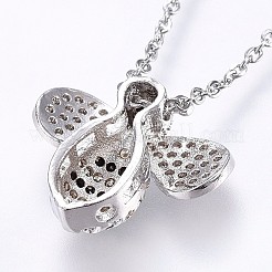 Colliers en laiton avec pendentif avec zircone cubique de micro pave&nbsp;NJEW-H486-10
