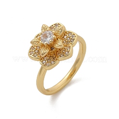 Messing-Fingerringe mit Mikropflaster und klarem Zirkonia für Damen&nbsp;RJEW-U041-08G