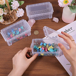 Transparente stapelbare Mini-Organizer-Perlenbehälter aus Kunststoff mit verschließbarem Deckel&nbsp;CON-WH0123-31E