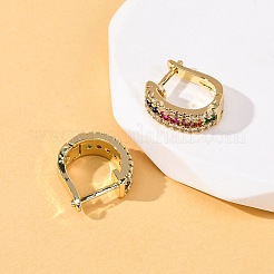 Pendientes de aro ovalados con micropavé de circonitas cúbicas de latón&nbsp;EJEW-D332-03B-G