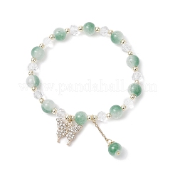 5 bracelet extensible en verre imitation jade craquelé et perles de verre transparent&nbsp;BJEW-JB11859