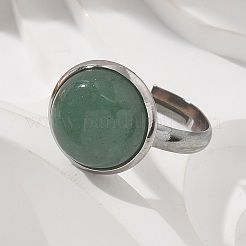 Anelli per dita in avventurina verde naturale semi-tonda&nbsp;X-RJEW-M062-01P-21