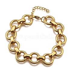 Pulseras de cadena de eslabones redondos planos de acero inoxidable 304 para mujer&nbsp;BJEW-R021-08G