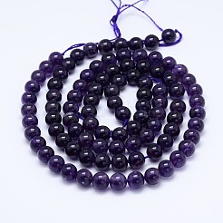 Natürlichen Amethyst runde Perle Stränge&nbsp;G-M212-4mm-01C