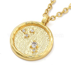 Pendentifs ronds et plats en acier inoxydable 304 avec zircone cubique&nbsp;STAS-S145-01H