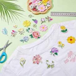 36 Stück Blumen-Polyester-Computerstickerei-Stoff zum Aufbügeln/Aufnähen&nbsp;PATC-WH0021-042