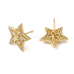 Clous d'oreilles étoile en zircone cubique transparente&nbsp;KK-O142-02G