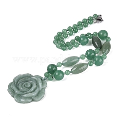 Collares colgantes de flores de aventurina verde natural&nbsp;NJEW-N064-08I