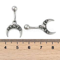 Halbmond 316 chirurgischer Edelstahl baumelnde Bauchnabelringe&nbsp;EJEW-G416-17AS