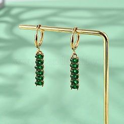 Pendientes de aro ovalados con borlas de circonita cúbica verde de acero inoxidable 304&nbsp;EJEW-Z094-02G
