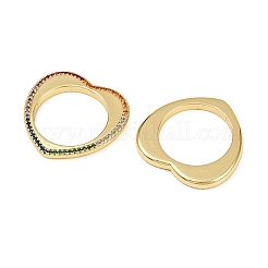 Messing Micro Pave bunte Zirkonia Herz Verbindungsringe&nbsp;KK-S526-60G