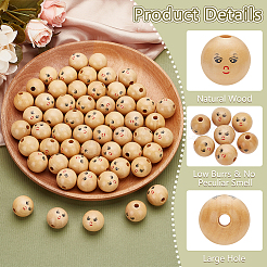 100 pièce de perles européennes en bois naturel&nbsp;OPDL-FG0001-01