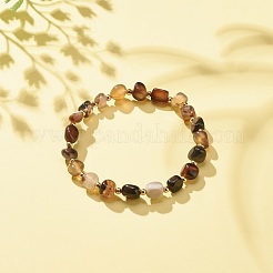 Bracelet extensible en perles rondes en agate noire naturelle (teinte)&nbsp;BJEW-JB08197-07