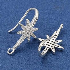 Ganci per orecchini in zirconi cubici con pavé di ottone placcato a cremagliera&nbsp;KK-O143-21S