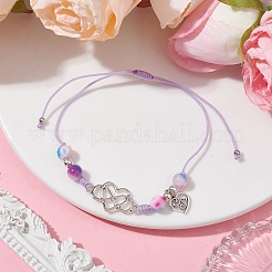 Pulseras de cuentas trenzadas de jade blanco teñido natural&nbsp;BJEW-JB09823-03