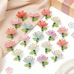 60 pz 5 colori pendenti a forma di fiore di loto in vetro&nbsp;PALLOY-SZ00065
