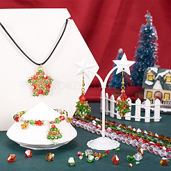 16 Stränge 16 Stil Weihnachtsthema transparente galvanisierte Glasperlenstränge&nbsp;EGLA-TA0001-25