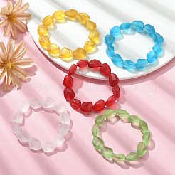 Braccialetti elasticizzati con perline di vetro trasparente smerigliato da donna&nbsp;BJEW-JB09512