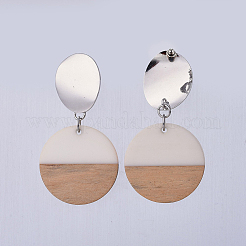 Pendientes de resina y madera.&nbsp;EJEW-JE03021-01