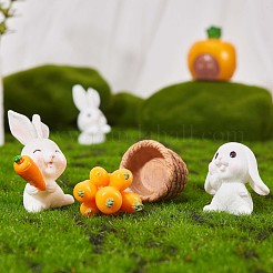 Résine debout lapin statue lapin sculpture carotte bonsaï figurine pour pelouse jardin table décoration de la maison (couleur mélangée)&nbsp;JX086A