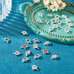 28 Stück 7 Farben Messing Pavé Zirkonia Herz Glieder Verbinder Charms&nbsp;KK-TA0003-47