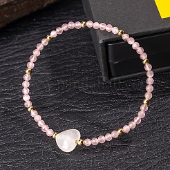 Pulseras elásticas de cuarzo rosa natural y cuentas de cristal de cuarzo para mujer&nbsp;KL2694