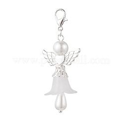 Décorations suspendues en forme d'ange en acrylique givré et perles de verre&nbsp;HJEW-JM03490-01