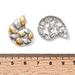 Orecchini a bottone a forma di conchiglia bicolore in acciaio inossidabile 304&nbsp;EJEW-D343-01GP