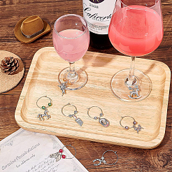 24 stücke 8 arten hufeisen & pinsel & pferd & hut legierung wein glas charme mit acryl perle&nbsp;AJEW-BC0003-14