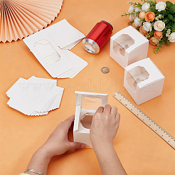 Boîtes cubiques en papier pour cupcakes avec fenêtre visible.&nbsp;BAKE-WH0002-002B