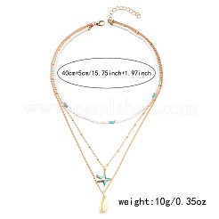 Collana estiva da spiaggia con ciondolo a forma di stella marina in lega e conchiglia naturale&nbsp;FS-WGF3BD7-06