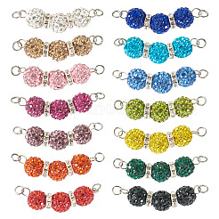 14 Stück 14 Farben Polymer Clay Strass Kugel Verbinder Charms&nbsp;PALLOY-TAC0145