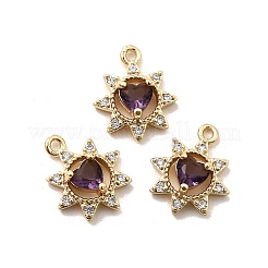 Breloques en laiton avec zircone cubique de micro pave&nbsp;KK-H089-24G