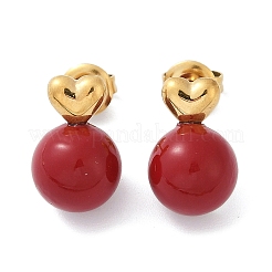 Pendientes de botón esmaltados de acero inoxidable 304&nbsp;EJEW-G423-11G