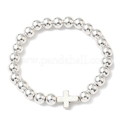 3 bracciale elastico in ematite sintetica non magnetica&nbsp;BJEW-JB12001