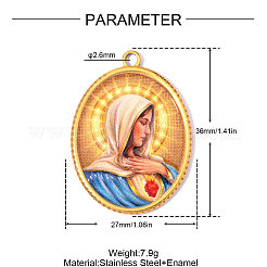 Colgantes de acero inoxidable 304 con motivos religiosos impresos&nbsp;SA-OY003-85G