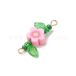 6 Stück 6 Stile handgemachte Polymer Clay Blume & Glas Saatperlen Verbinder Charms&nbsp;PALLOY-MZ00801