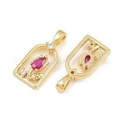Pendentifs en laiton zircon cubique micro pavé fuchsia&nbsp;CU-CBAFB88-01G