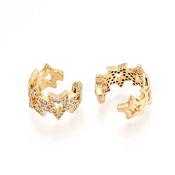 Orecchini a polsino in zircone chiaro con micro pavè di ottone&nbsp;KK-T074-35G