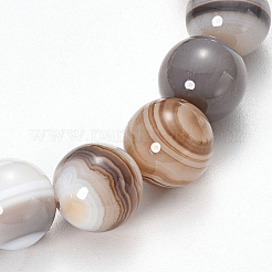 Agata a strisce naturali / bracciali elasticizzati con bordino in agata fasciati&nbsp;X-BJEW-Q692-03J