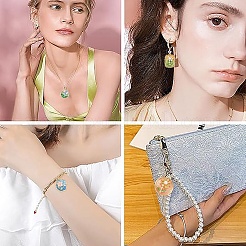 16 pieza de 8 estilos de colgantes de aleación de esmalte y perla de imitación ABS&nbsp;ENAM-YW0009-13