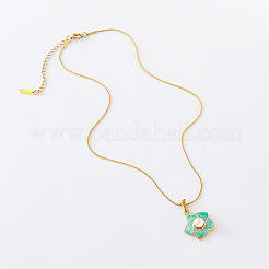 3 collar elegante francés de acero inoxidable con colgante de flor de perla de imitación pavé de esmalte para mujer&nbsp;KP5018