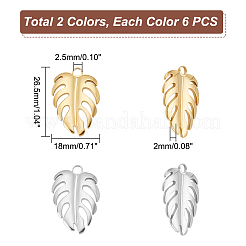 12 Stück 2 Farben 304 Edelstahl-Charms&nbsp;STAS-UN0042-37