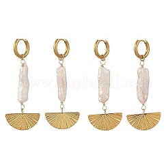 Orecchini pendenti a ventaglio con perle barocche naturali&nbsp;EJEW-JE07455