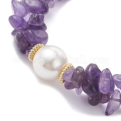 Bracelets en perles d'améthyste naturelle pour femmes&nbsp;BJEW-JB12306-01