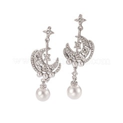 Pendientes colgantes de latón con microengaste de circonitas cúbicas transparentes para mujer&nbsp;WG015E3-01