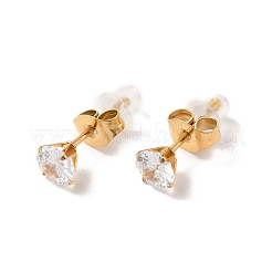 Corazón de circonita cúbica transparente con collar colgante de esmalte y aretes de botón&nbsp;SJEW-M099-02G