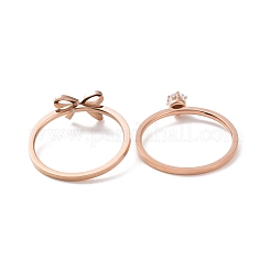 2 Uds. Juego de anillos de pareja de circonita cúbica transparente de 2 estilos&nbsp;RJEW-D120-23B-RG