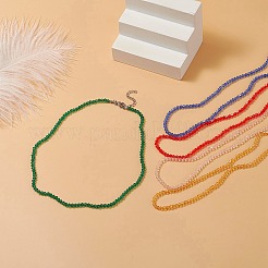 Collares de cuentas bicono de vidrio transparente con cierre de pinza de langosta de acero inoxidable 304 y extensor de cadena.&nbsp;NJEW-JN04223
